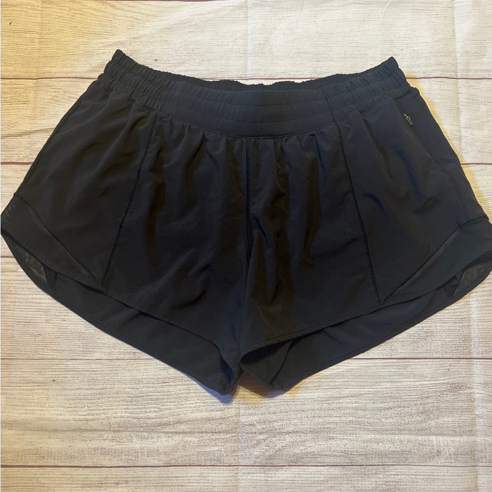 Lululemon hotty hot 4” black running shorts size 12 long